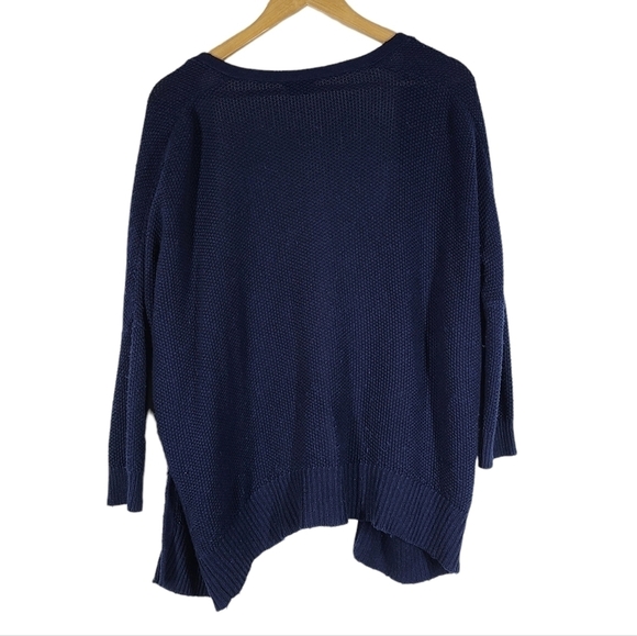 Theory Hyori Cashcotton Waffle Knit Cardigan Cashmere Blend Small Navy Blue - Picture 1 of 4